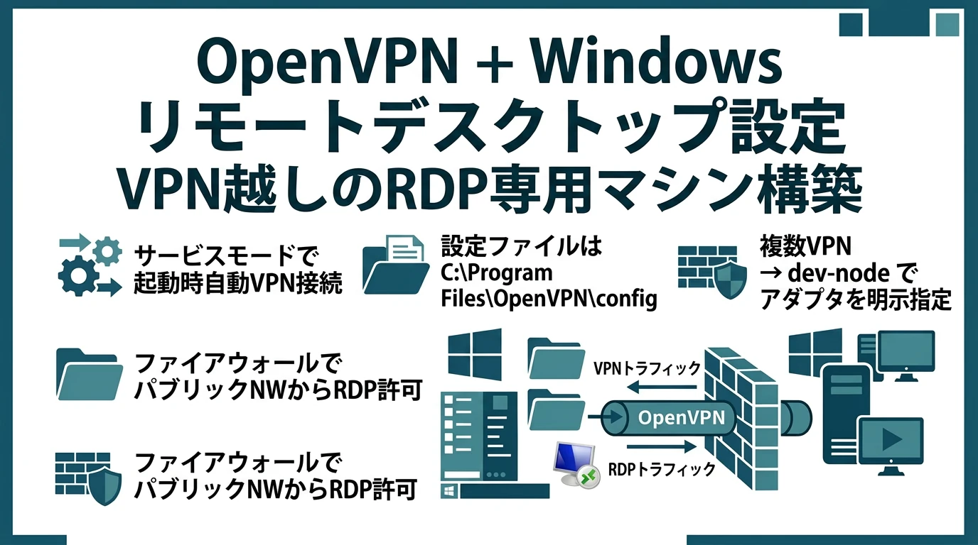 OpenVPNをWindowsにインストールし、リモートデスクトップ接続する